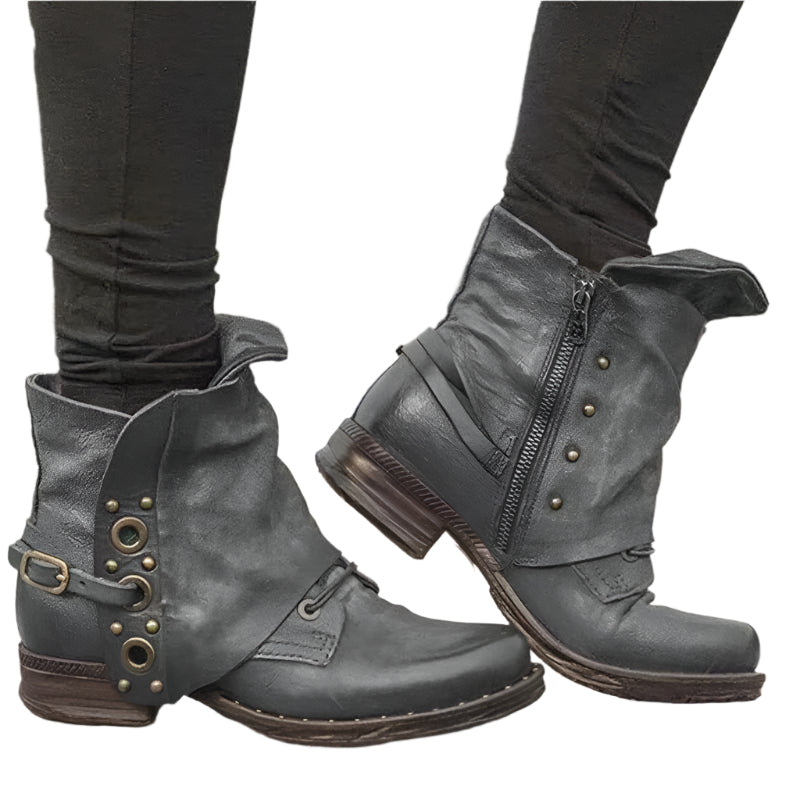 Erik Klassische Rutschesichere Stiefeletten aus PU-Leder mit Reißverschluss für Damen