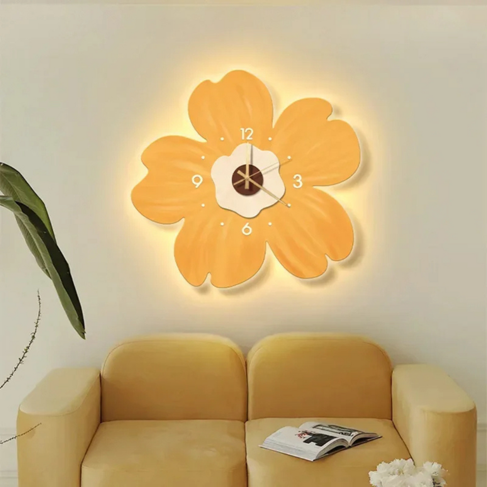 BloomGlow - Wandmontierte Blumenuhr mit sanfter LED-Beleuchtung