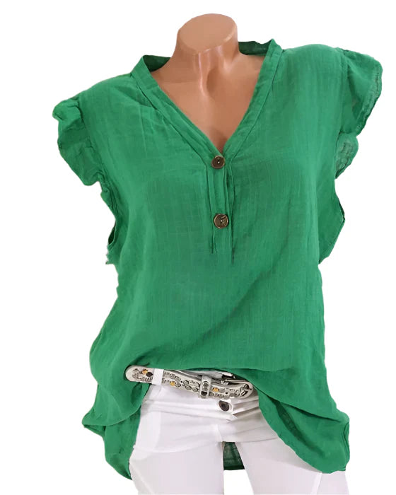 Connie - Feminin Bluse mit V-Ausschnitt und Rüschensaum