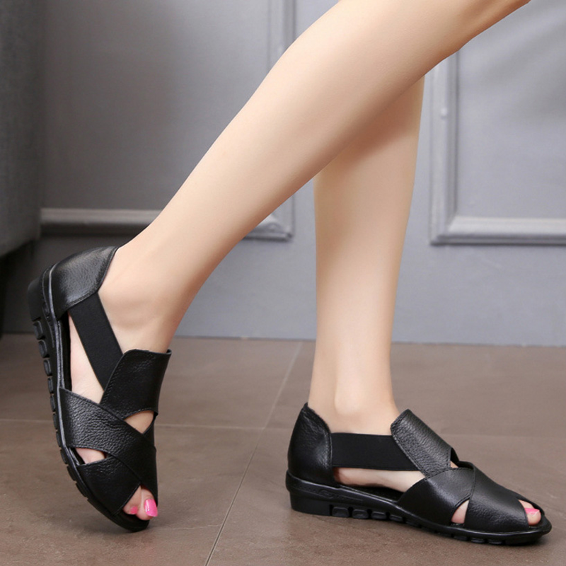 Vogel – Elegante schwarze Ledersandalen