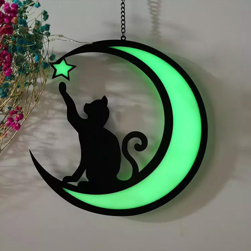 MysticPaws Katze & Halbmond Lampe – Magisches Stimmungslicht für Gemütliche Einrichtung