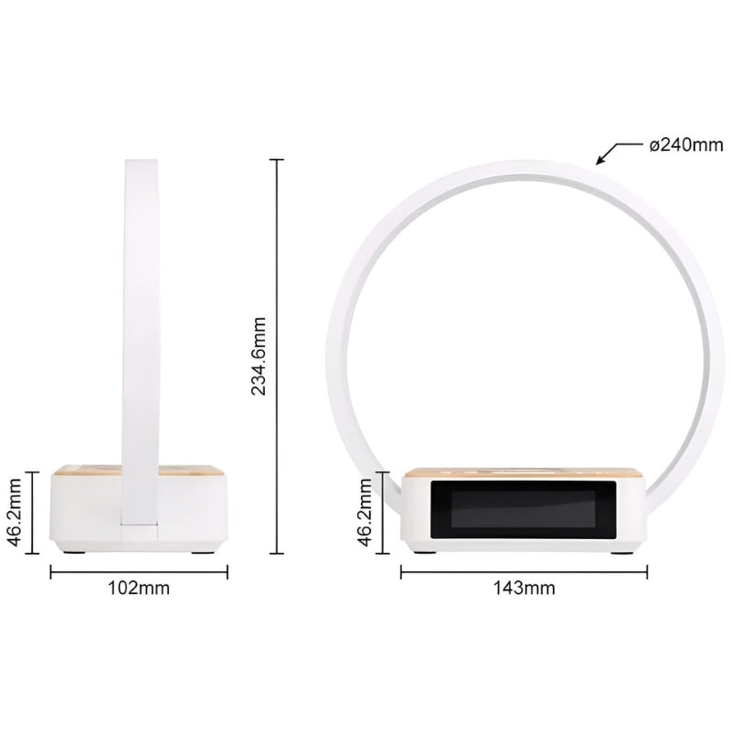 LumaDock Smart Tischlampe mit Drahtloser Ladung und Wecker
