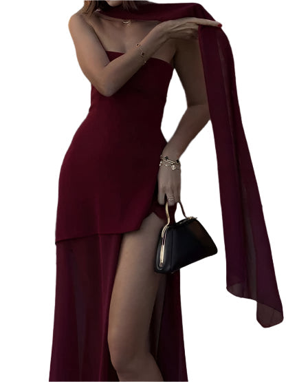 Aurora trägerlose asymmetrische Abendkleid – Elegantes formelles Kleid