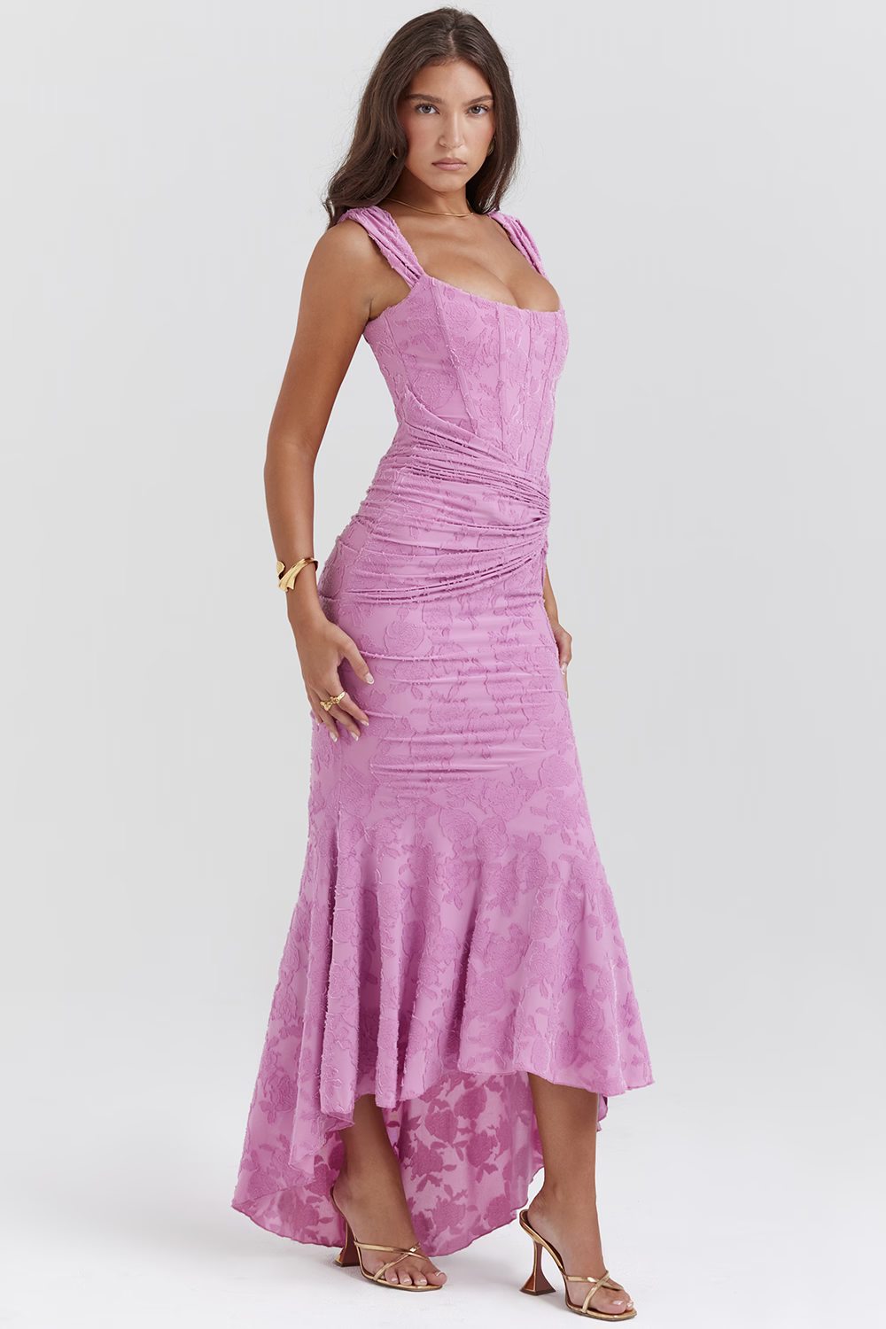 Celeste Maxikleid mit tiefem V-Ausschnitt