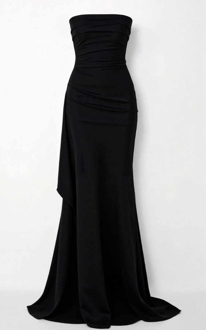 Novi - Trägerlose Maxikleid mit hohem Schlitz