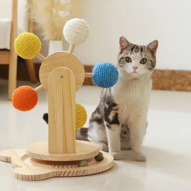 Multifunktionelles Kratzbaum mit Riesenrad für Katzen