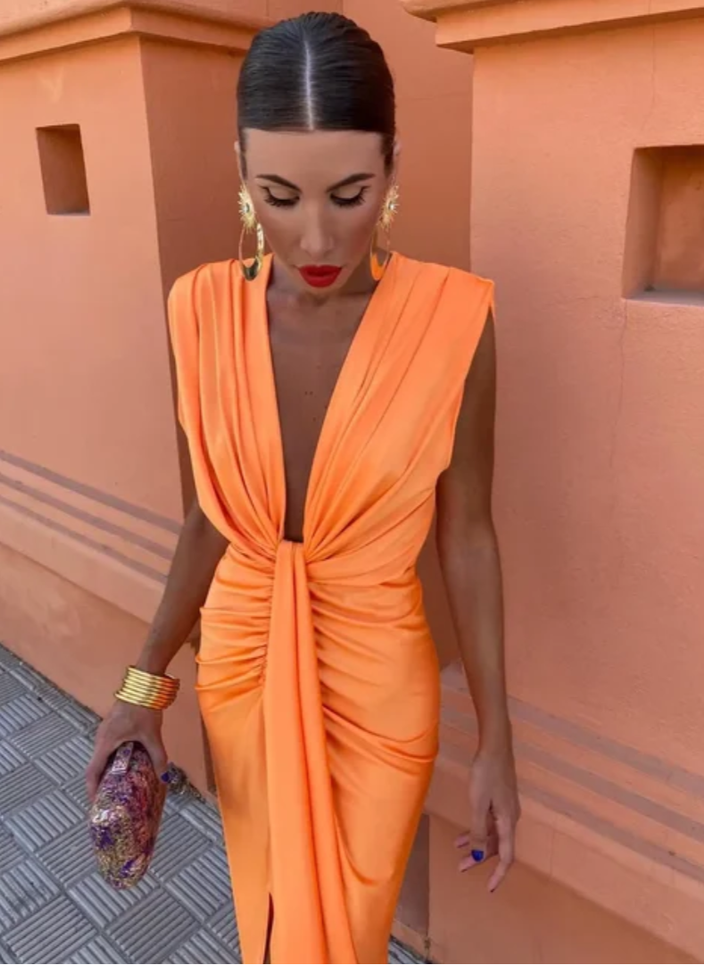 Claudia - Stilvolle Midikleid mit geknoteten Taillen