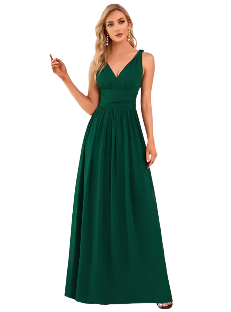 Gisele Maxikleid – Elegantes A-Linien Damenkleid mit V-Ausschnitt