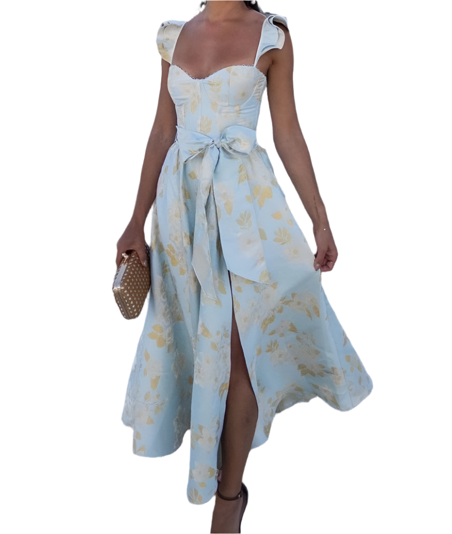 Victoria - Kleid mit Rüschen-Trägern und Schlitz