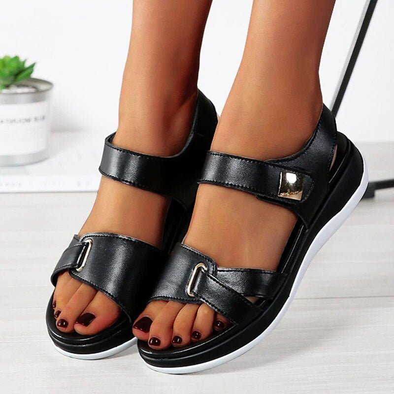Alina Moderne Flache Sandalen mit Verstellbaren Riemen und Rutschfester Sohle