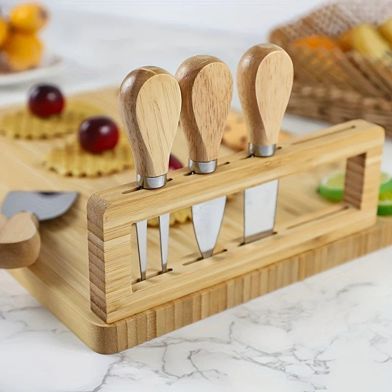 Holz-Serviertafel mit Messer und Gabel – Elegantes Servierbrett für Küche oder Esszimmer