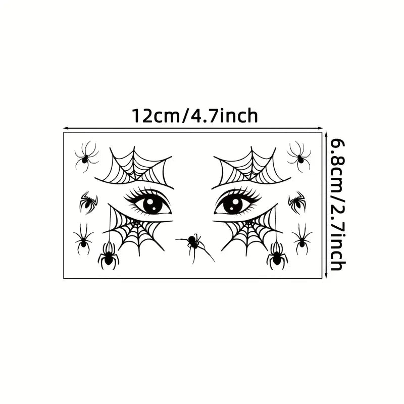 DarkAura | 10er-Pack Halloween Fake Tattoo Aufkleber – Schwarze Spinnennetzmuster für Gesicht, Arme und Partydekoration