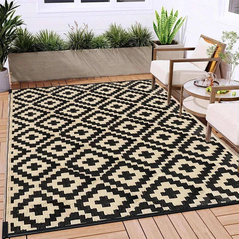 Stilvoller Boho-Outdoor-Teppich