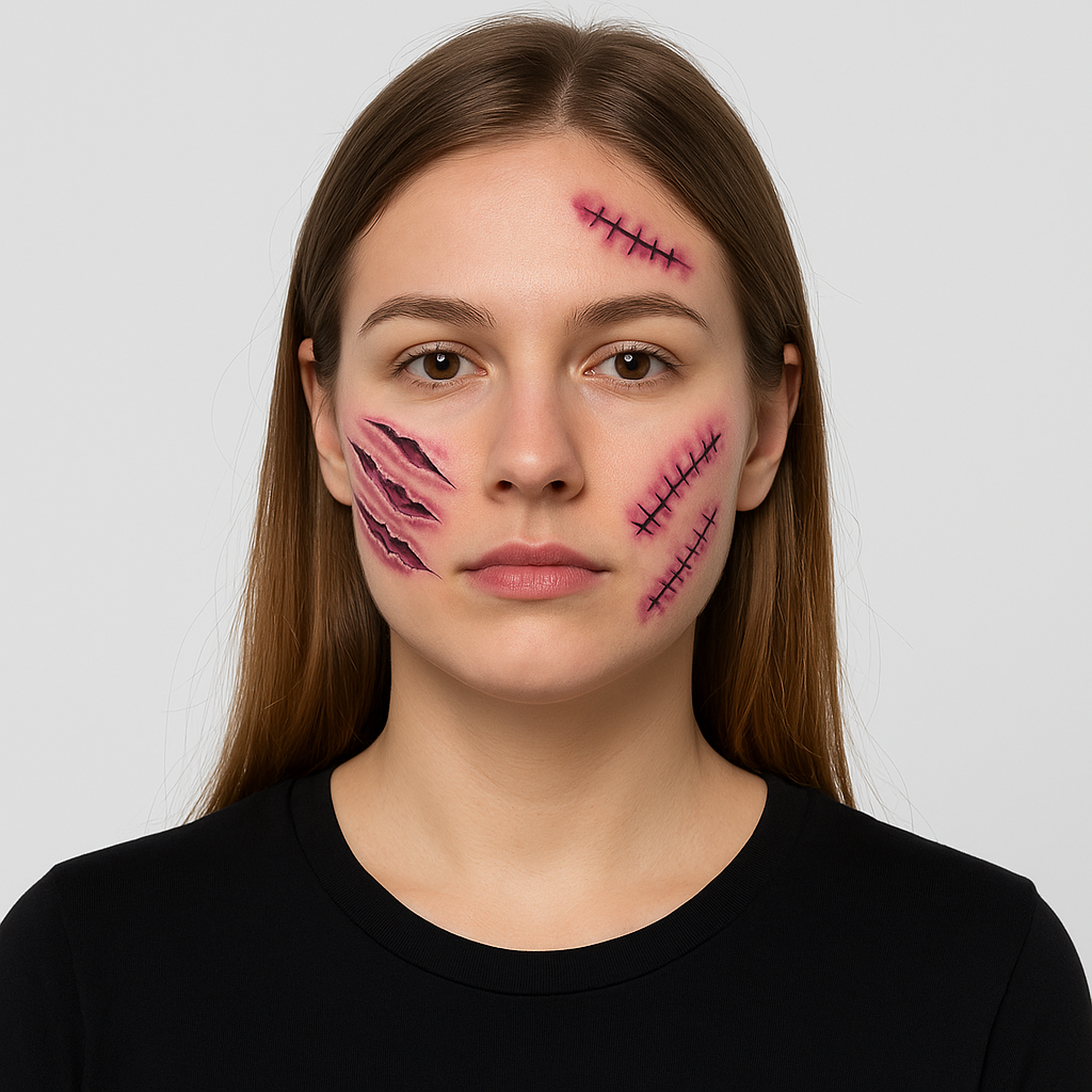 3D Blutwunden Tattoo Sticker – Wasserfestes Halloween Make-up Accessoire