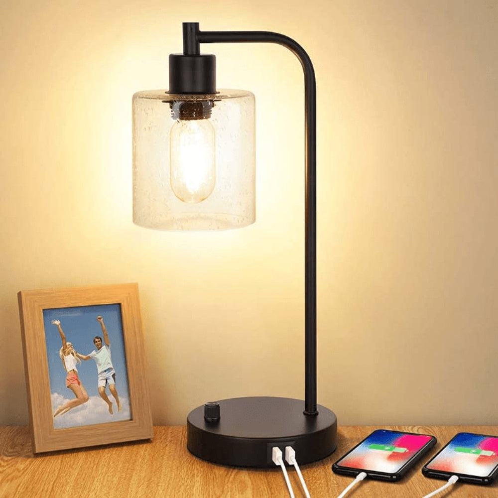ClarityCharge LED-Schreibtischlampe – Moderne Glasklemme