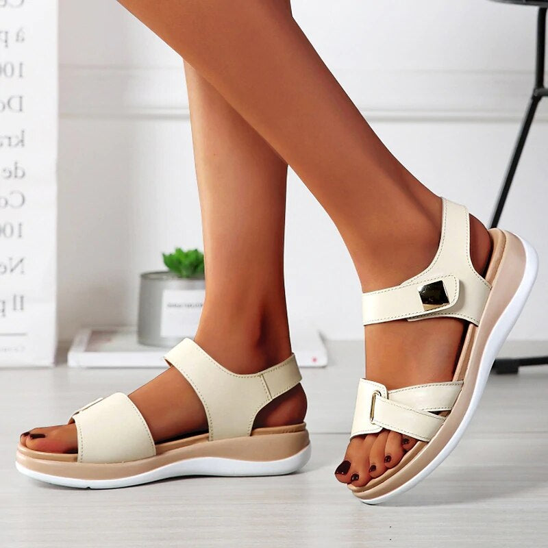 Alina Moderne Flache Sandalen mit Verstellbaren Riemen und Rutschfester Sohle