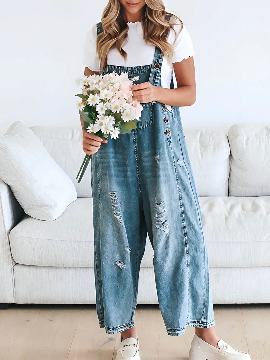 Olivia Ärmelloser Lockerer Denim-Overall