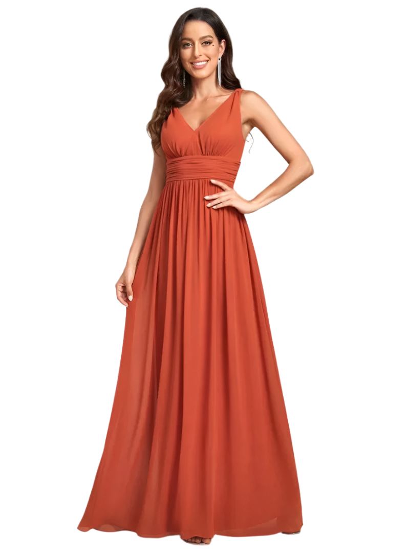 Gisele Maxikleid – Elegantes A-Linien Damenkleid mit V-Ausschnitt