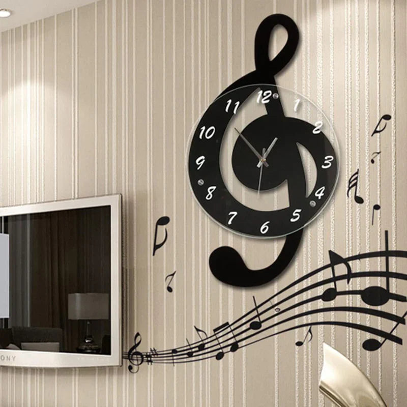 MelodyTime Künstlerische Wanduhr – Musikalisches G-Schlüssel-Design für modernes Interieur