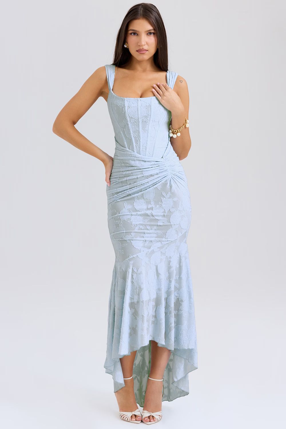 Celeste Maxikleid mit tiefem V-Ausschnitt