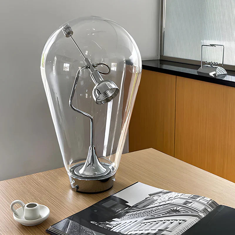 LumiMagnet – Industrielle Glasbordlampe mit Dimmfunktion für modernes Zuhause