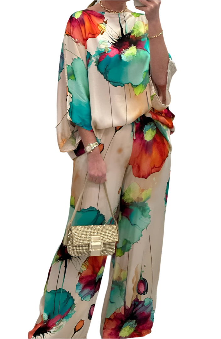 Geldy - Gestreifter Oversize-Top mit weiten Beinen und Hose