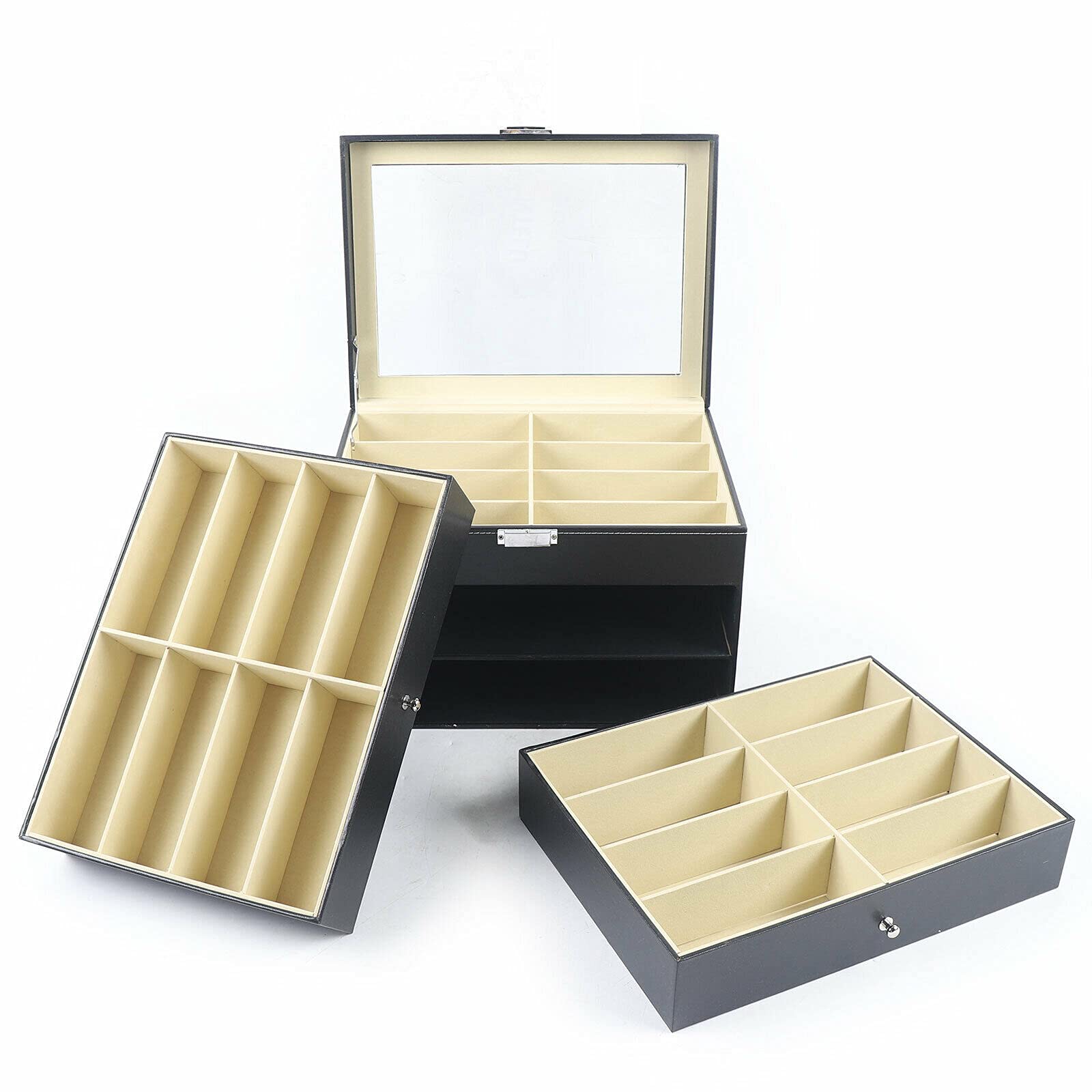 LumeStor Aufbewahrungsbox – Elegantes 3-lagiges Design mit transparenten Fächern