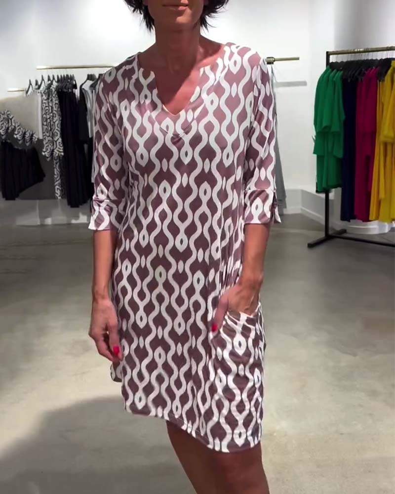 Modessa Midikleid mit modernem Druck – Weiche Alltags Eleganz