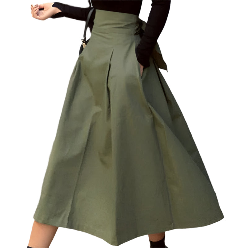 Alma Elegante Schleifenrock mit Hoher Taille und Praktischen Taschen