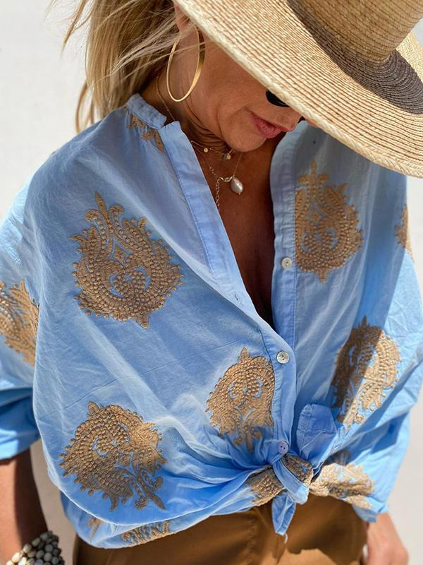 Sofia Puffärmel Bluse mit einzigartigem Druck und stilvollem Design