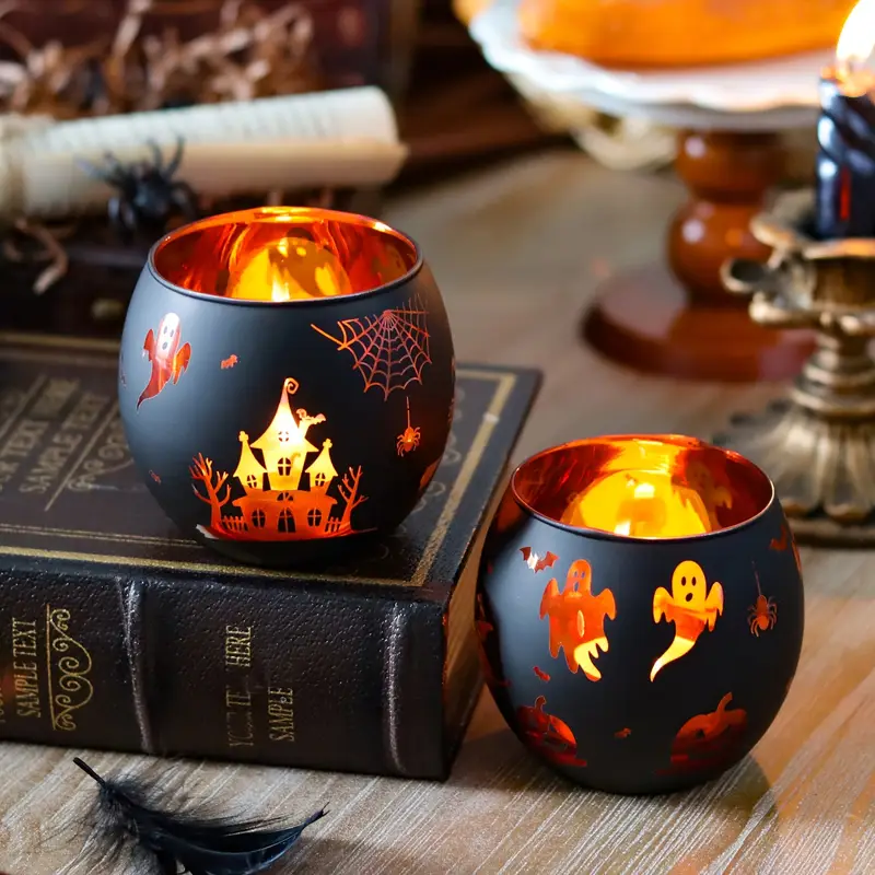 Gotische Glas-Leuchter – 2 Stück Halloween & Festdekoration