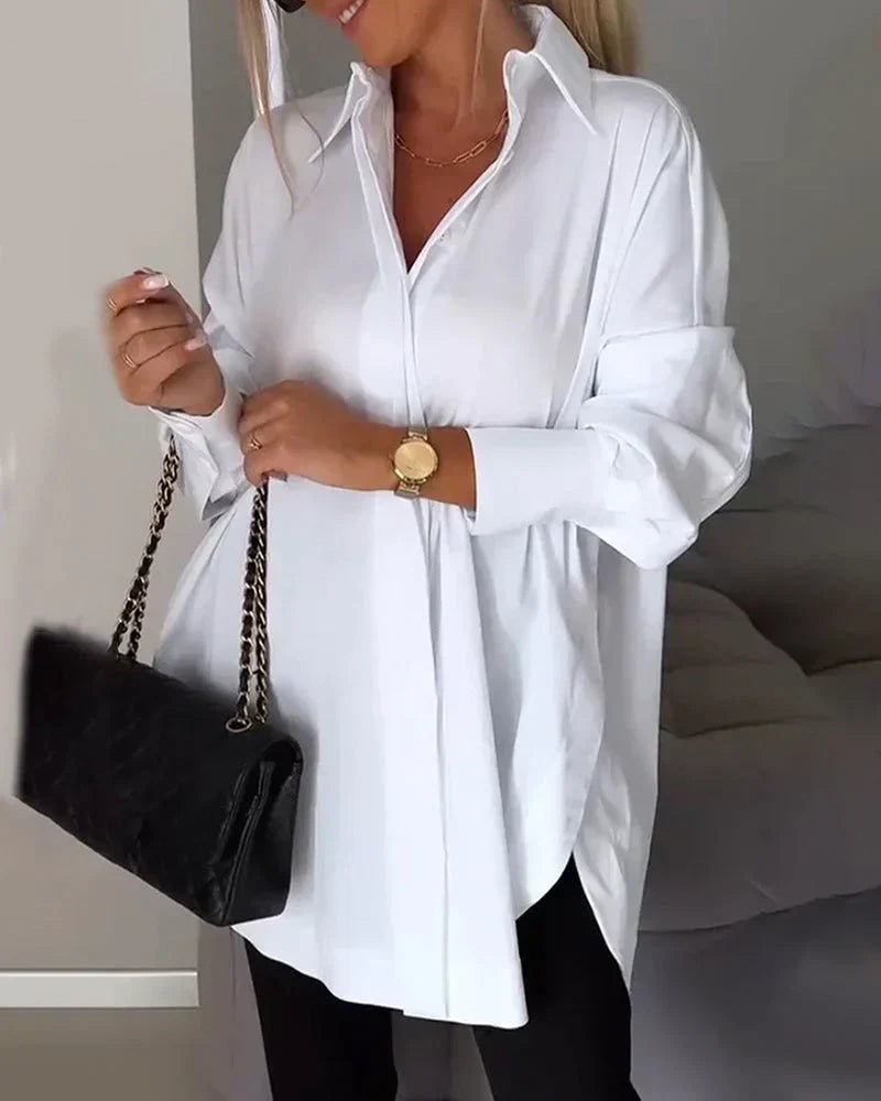 Olivia Klassische Langärmelige Bluse mit Knopfverschluss