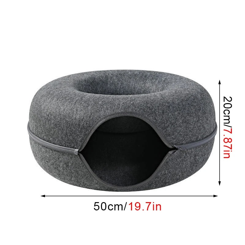 CozyNest - Bequeme donut-förmige Filz-Katzenbett