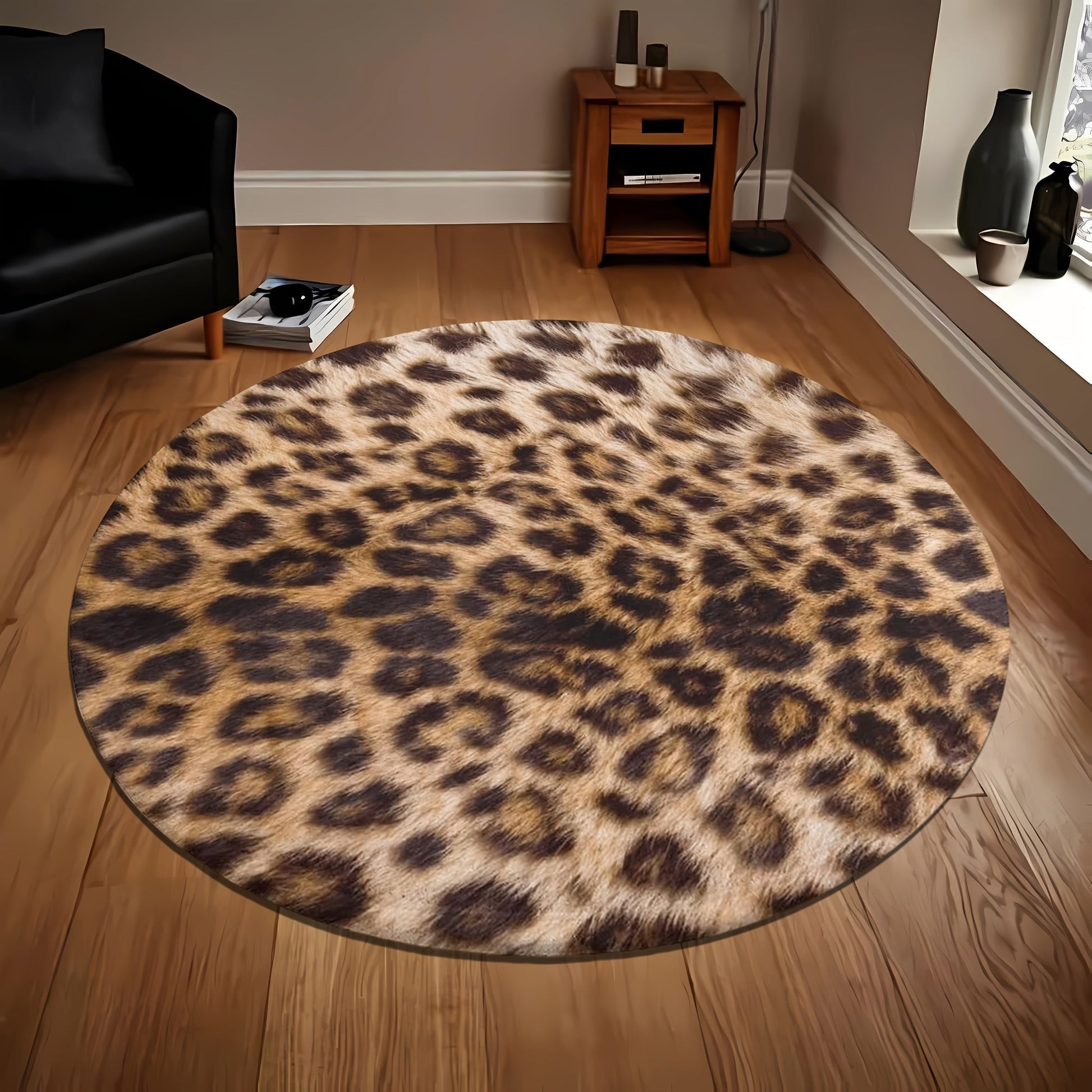 LeopardLuxe Rundteppich – Wilde Eleganz & Rutschfester Komfort