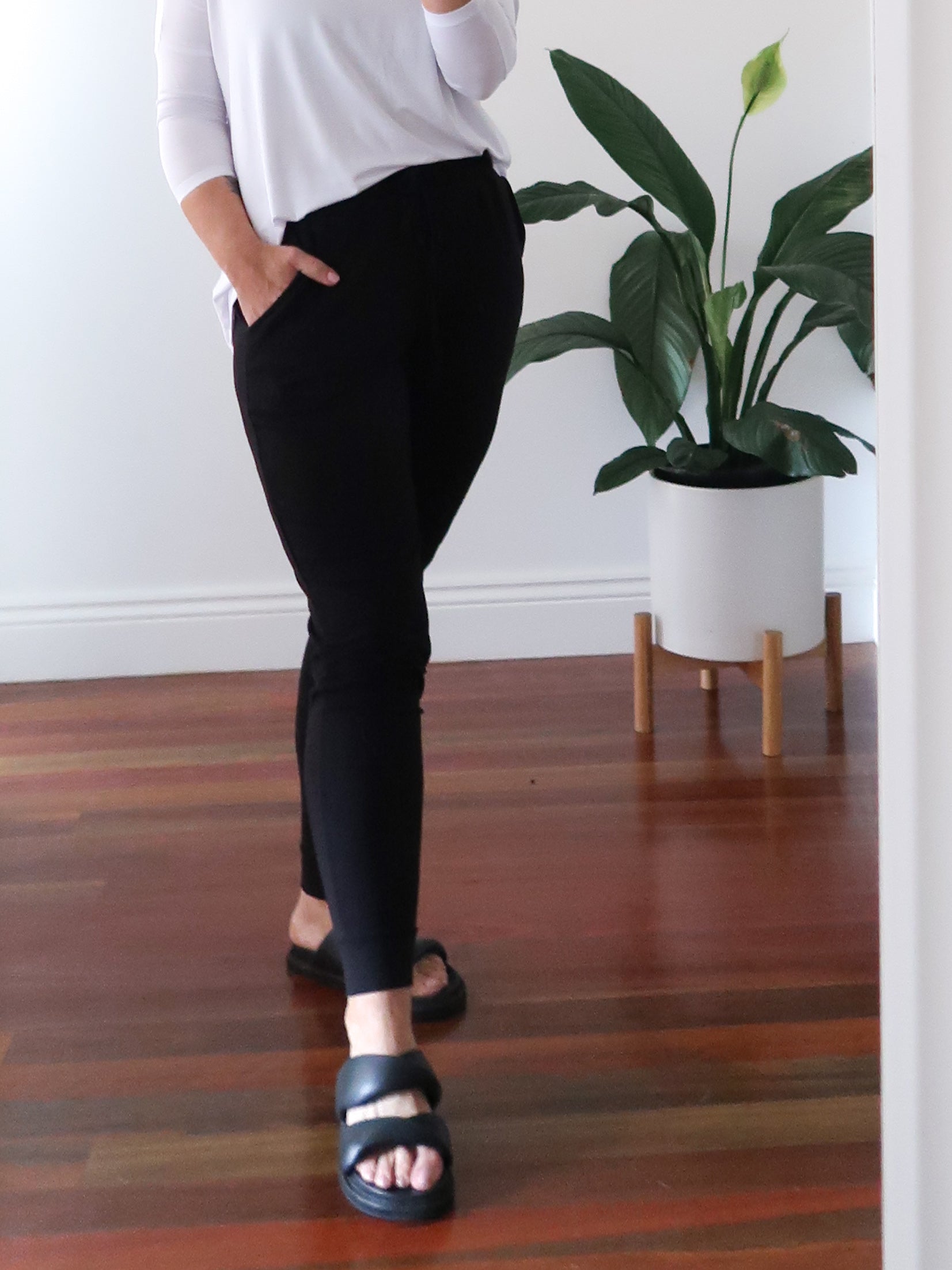 Luna Schicke Schwarze Hose mit hoher Taille