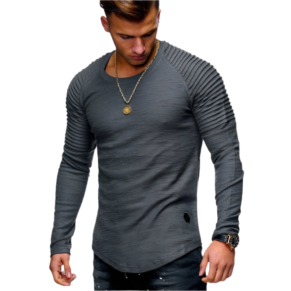 Jake - Plissierter Raglan-Sweatshirt für Männer mit abgerundetem Saum