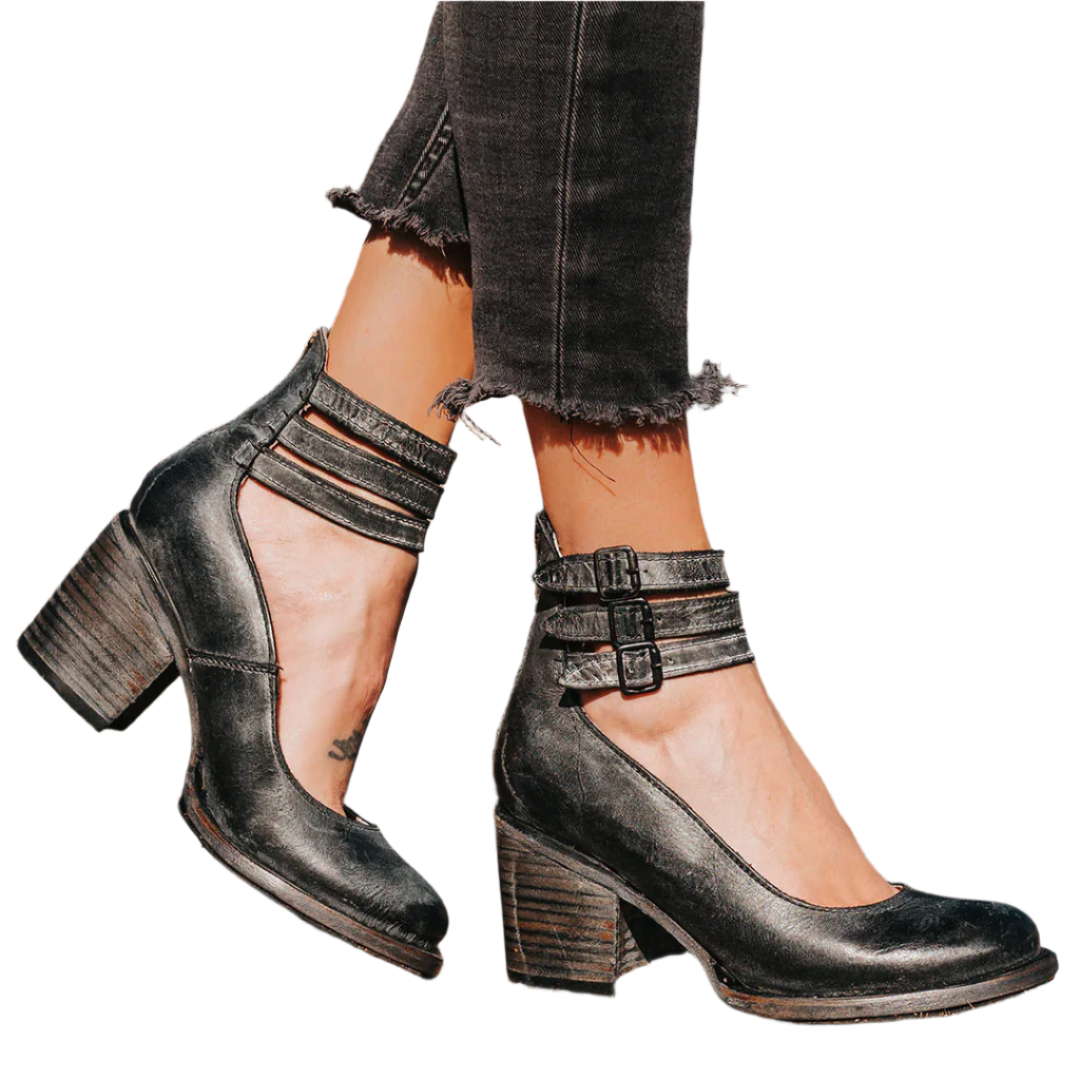 Alliah - Schicke Stilettos mit quadratischem Absatz und Knöchelriemen