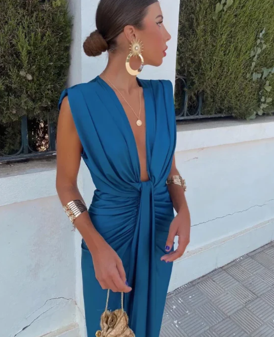 Claudia - Stilvolle Midikleid mit geknoteten Taillen
