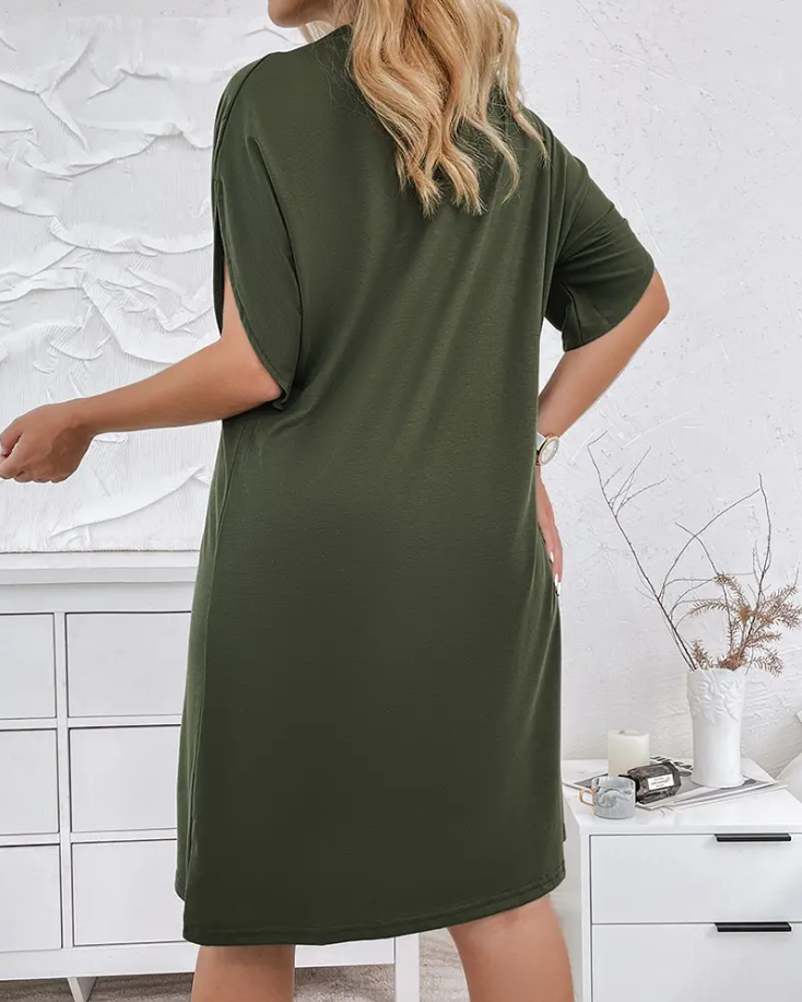 Rebekka - Lässiges V-Ausschnitt Kleid mit kurzen Ärmeln