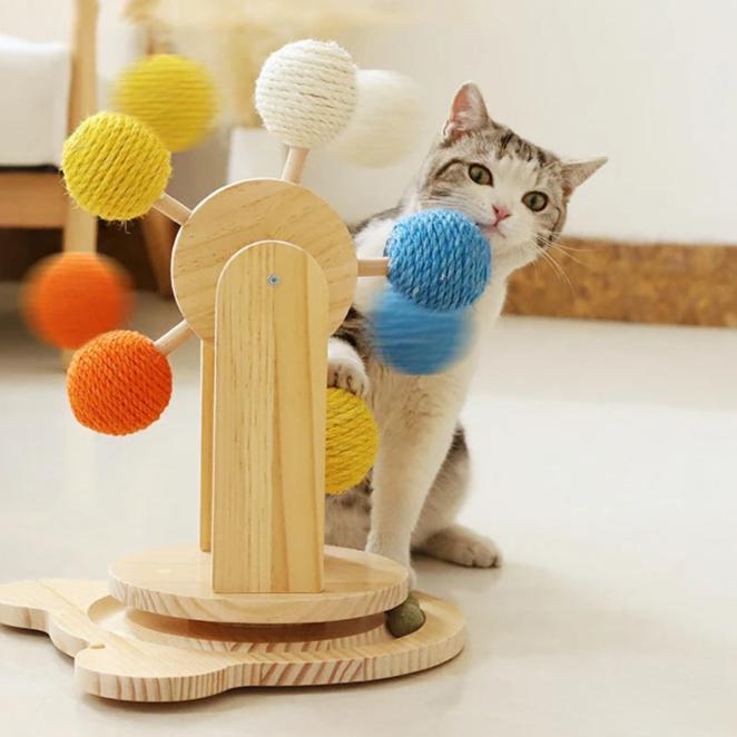 Multifunktionelles Kratzbaum mit Riesenrad für Katzen