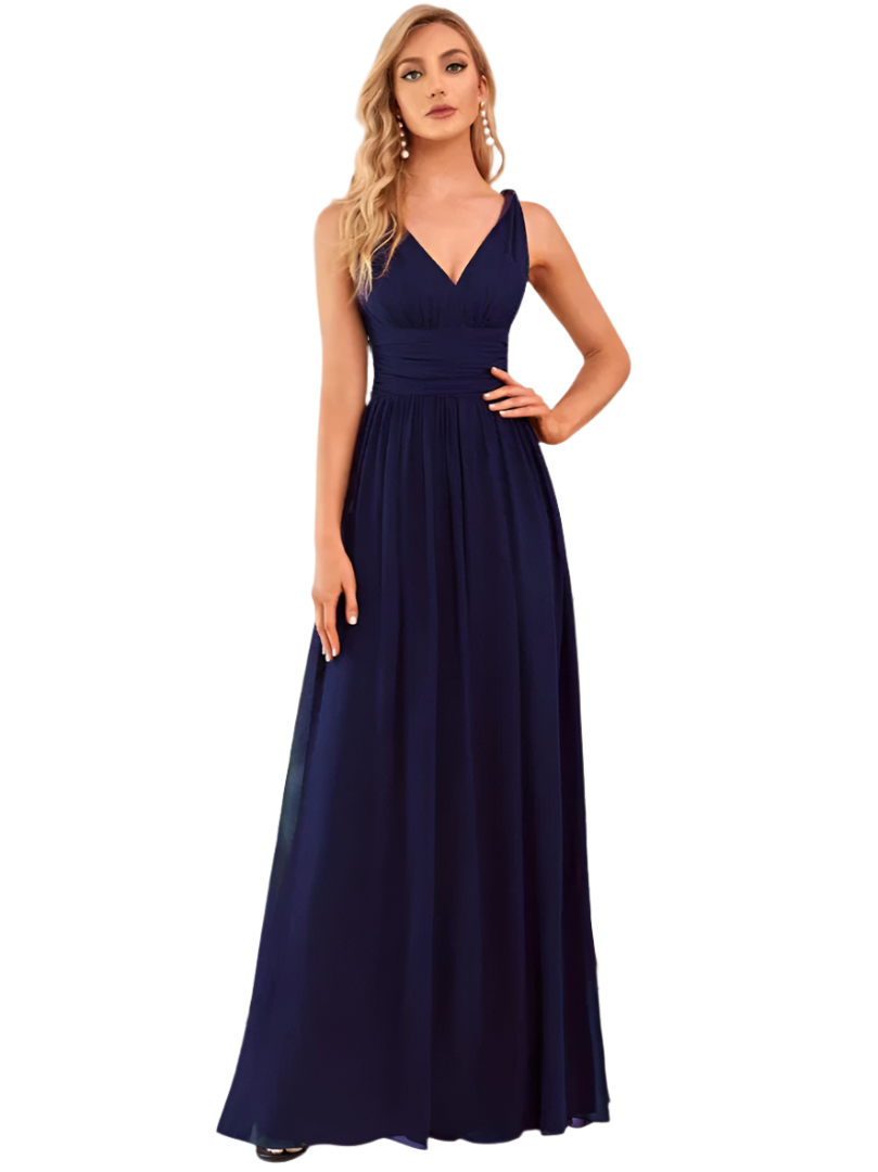 Gisele Maxikleid – Elegantes A-Linien Damenkleid mit V-Ausschnitt