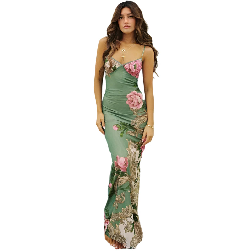 Nessa - Elegantes Blumenkleid mit Spaghettiträgern