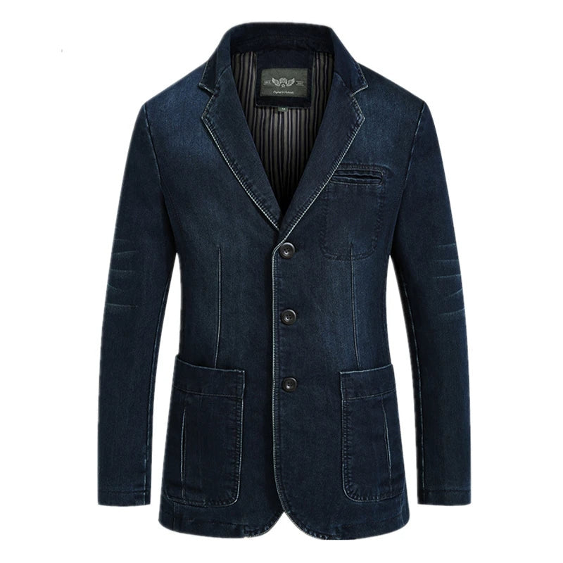 Mads Klassisch Langarm Herrenjacke mit Reverskragen und Knopfverschluss