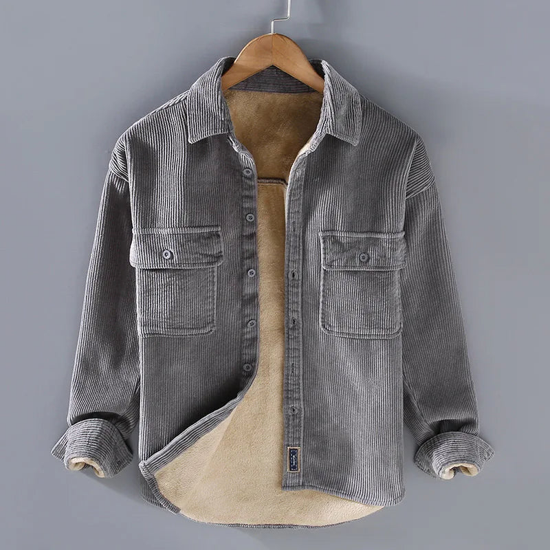 Mikkel – Lässige Langärmlige Cord-Shirts mit Taschen