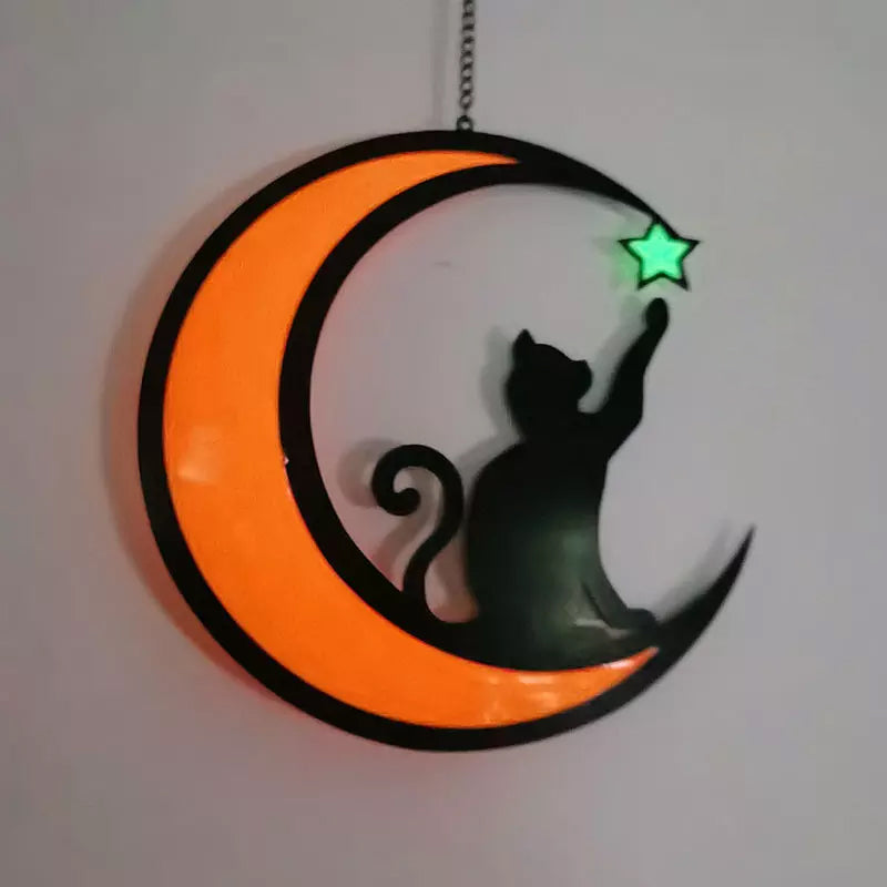 MysticPaws Katze & Halbmond Lampe – Magisches Stimmungslicht für Gemütliche Einrichtung