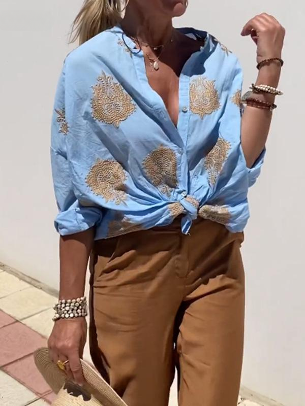 Sofia Puffärmel Bluse mit einzigartigem Druck und stilvollem Design