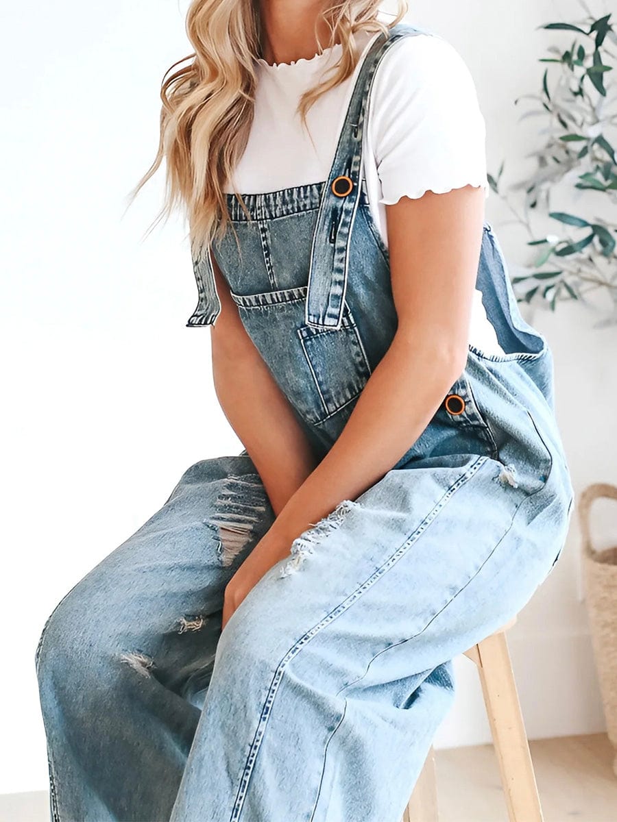 Olivia Ärmelloser Lockerer Denim-Overall