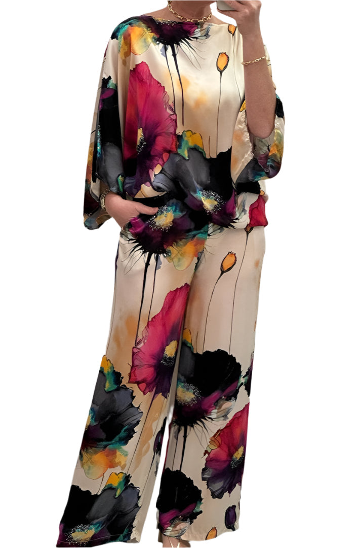 Geldy - Gestreifter Oversize-Top mit weiten Beinen und Hose