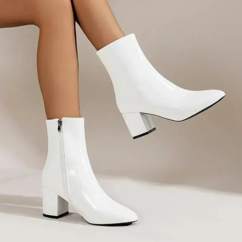 Isabel - Schicke spitze Ankelstiefel mit Blockabsatz