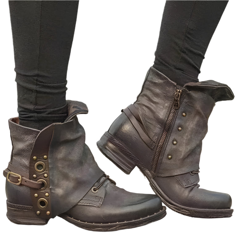 Erik Klassische Rutschesichere Stiefeletten aus PU-Leder mit Reißverschluss für Damen